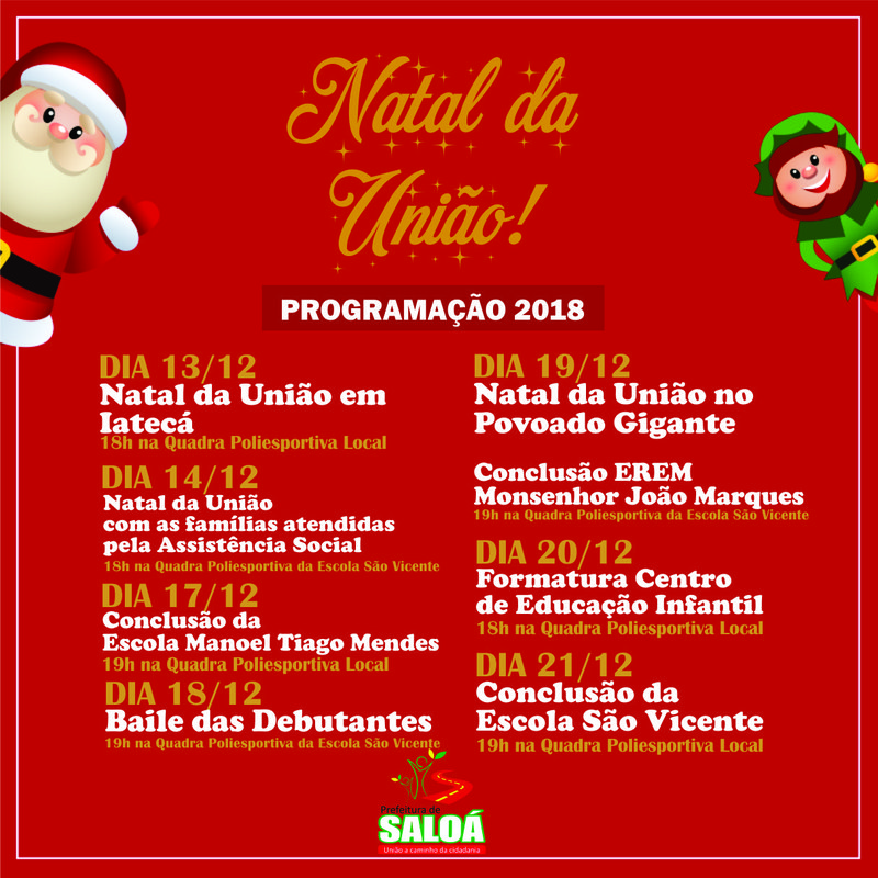 Programação Natal da União 2018